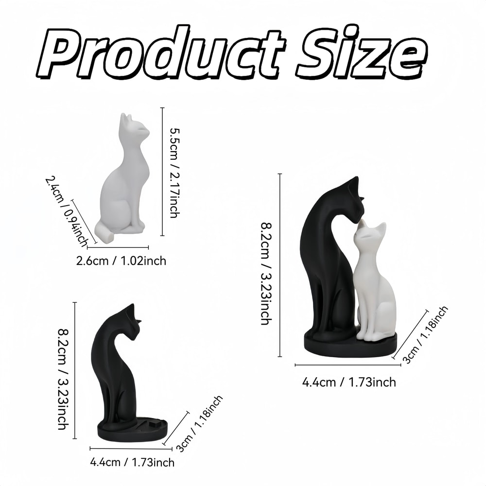 Black And White Cat Sculpture Modern Desk Home Decor Accent 5