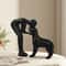 Elegant Black Dog And Owner Sculpture Minimalist Home Decor Accent 5
