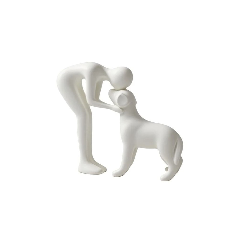 Elegant Black Dog And Owner Sculpture Minimalist Home Decor Accent 6