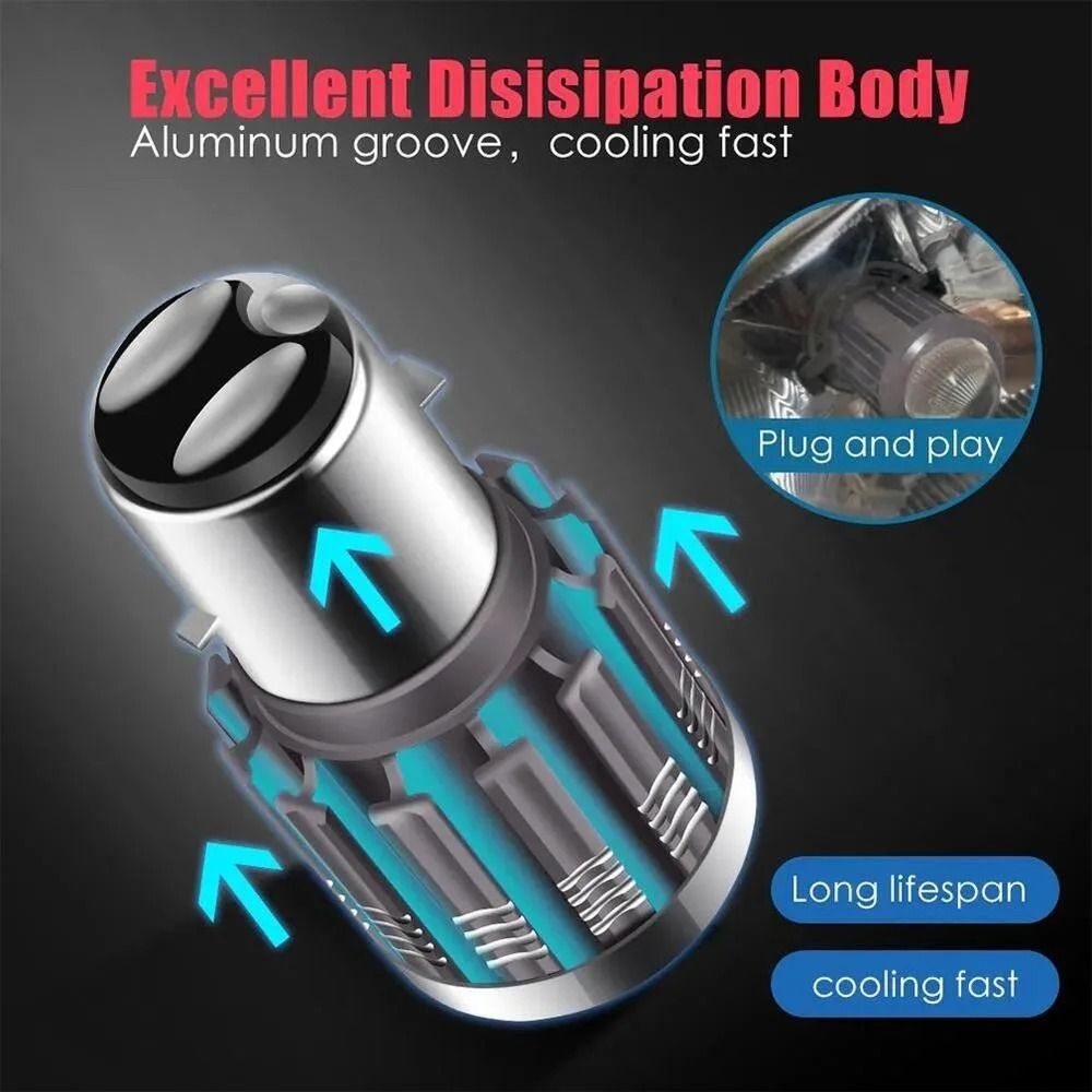 BA20D H6 LED Motorcycle Headlight Bulb Hi Lo Beam For Motorbike And Scooter 3