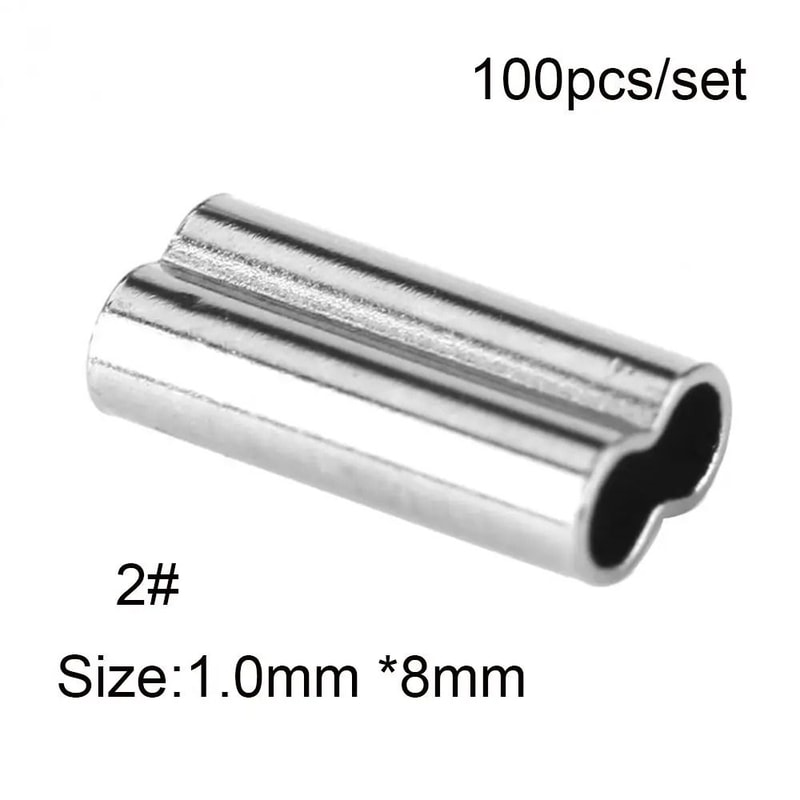 100PCS Fishing Double Barrel Crimp Sleeves Connector Kit For Wire Leader And Rigging 7