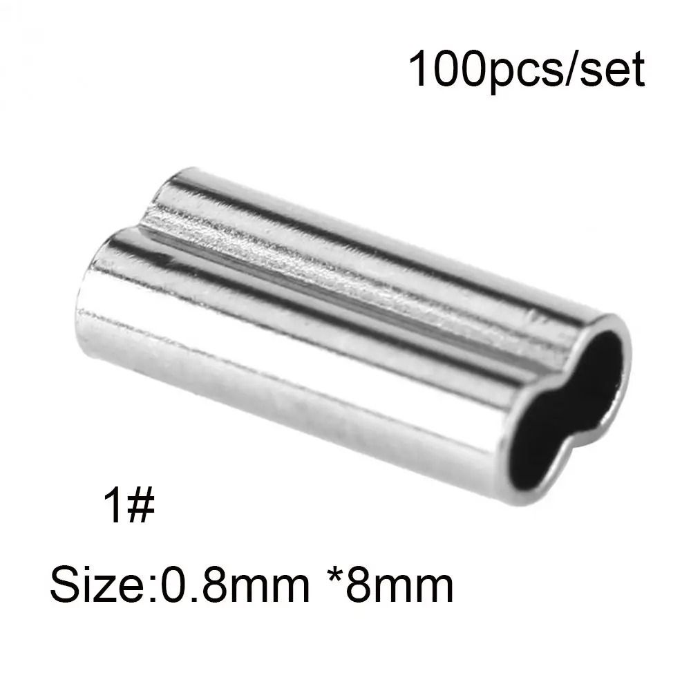 100PCS Fishing Double Barrel Crimp Sleeves Connector Kit For Wire Leader And Rigging 10
