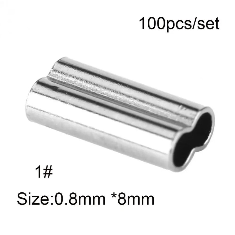 100PCS Fishing Double Barrel Crimp Sleeves Connector Kit For Wire Leader And Rigging 10