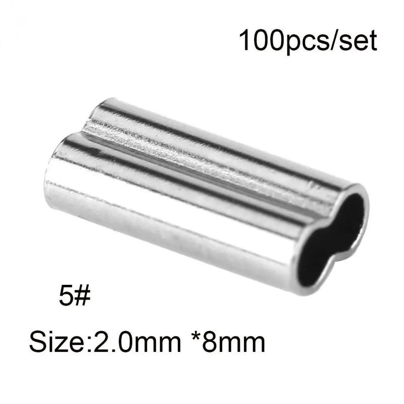 100PCS Fishing Double Barrel Crimp Sleeves Connector Kit For Wire Leader And Rigging 11