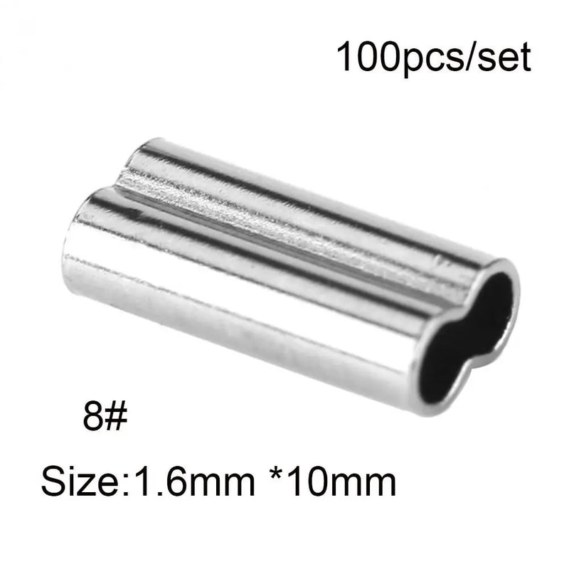 100PCS Fishing Double Barrel Crimp Sleeves Connector Kit For Wire Leader And Rigging 13