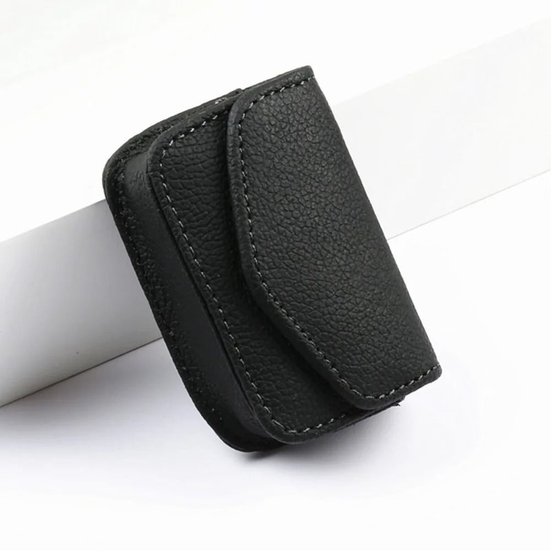 Portable PU Leather Folding Glasses Case With Belt Clip Wearable Eyewear Holder 7