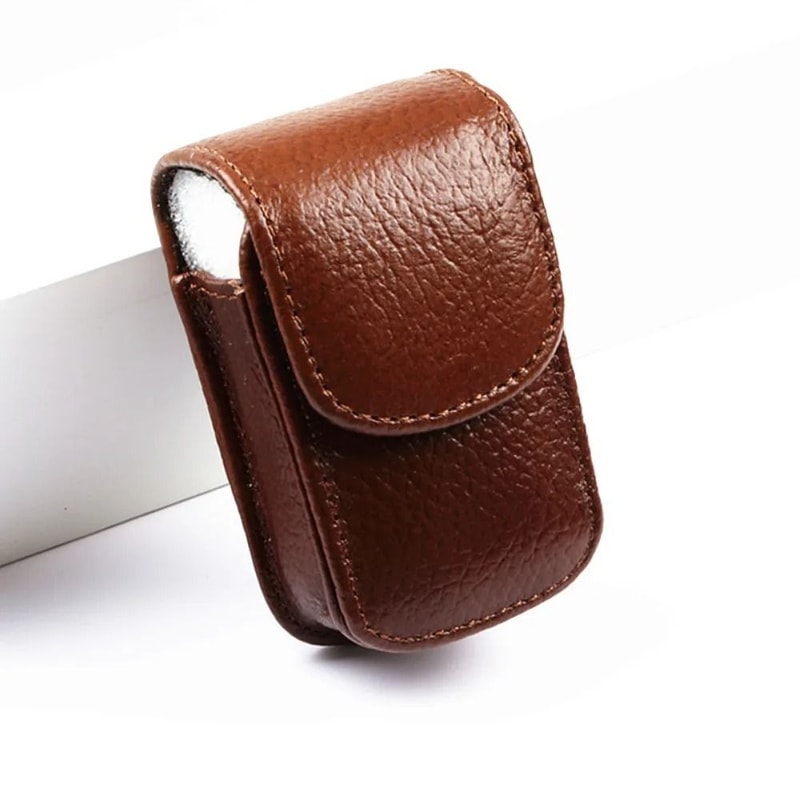 Portable PU Leather Folding Glasses Case With Belt Clip Wearable Eyewear Holder 8