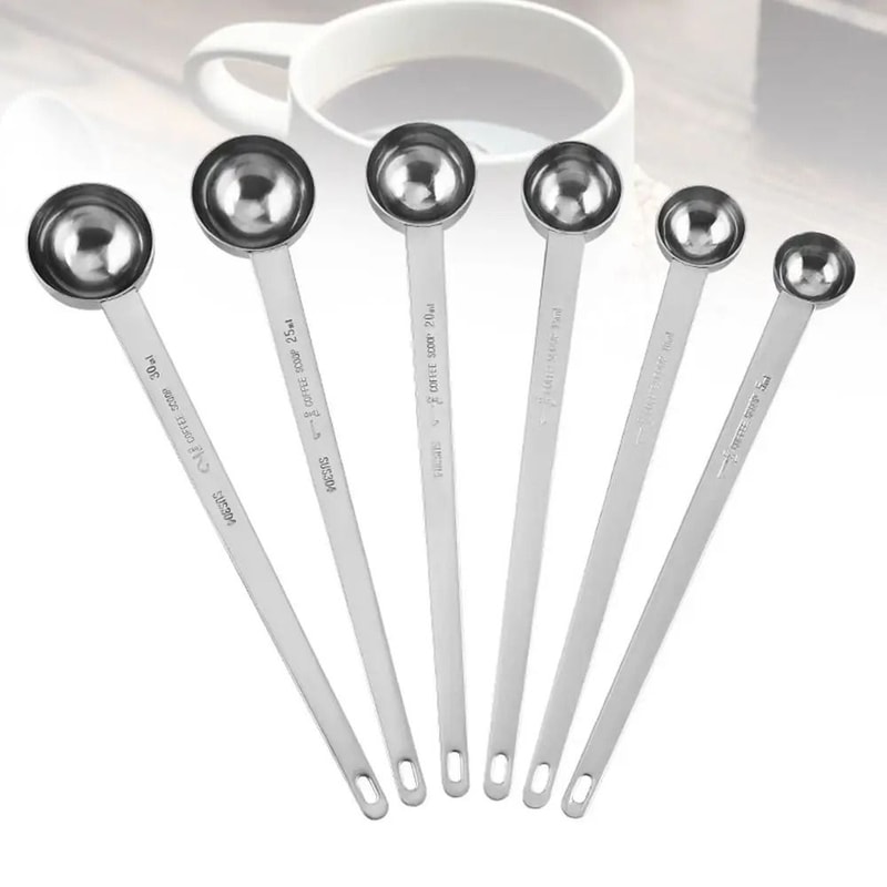Stainless Steel Long Handle Measuring Spoon Set Precision Coffee Kitchen Tool 530ML 4