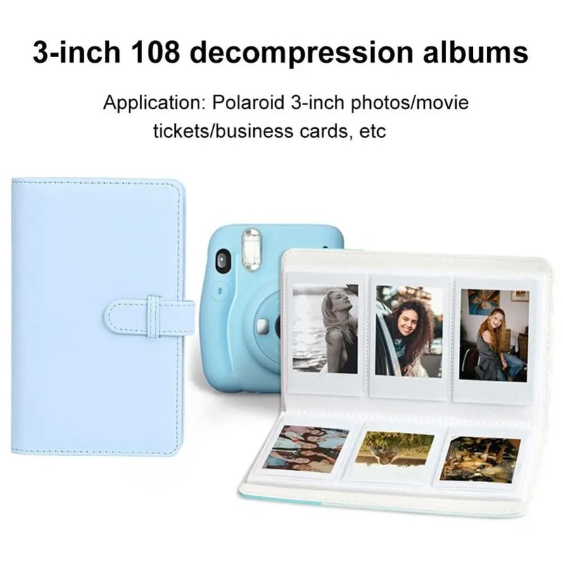 PU Leather Photo Paper Storage 3 Inch 108 Pockets Film Camera Photo Album For Fujifilm Instax Mini 3