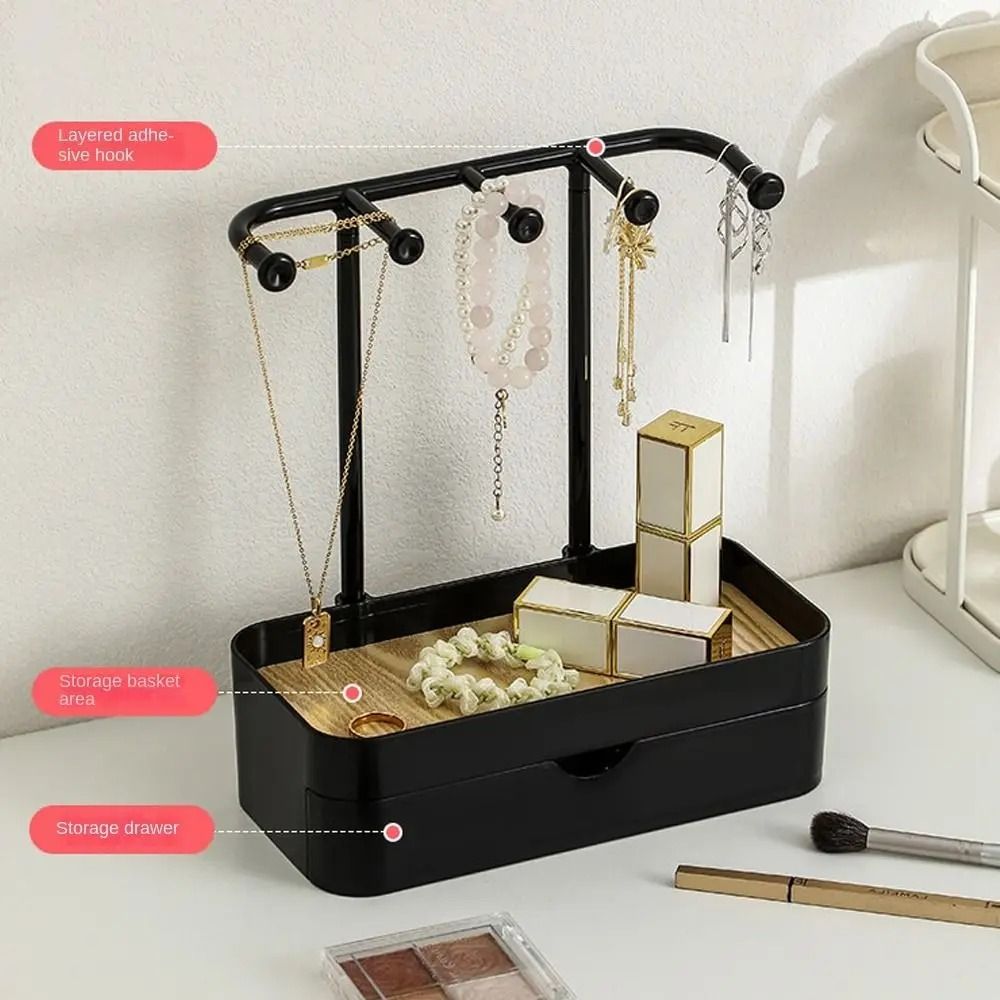 Wooden Jewelry Display Stand With Drawer Organizer For Earrings Necklaces And Accessories 4