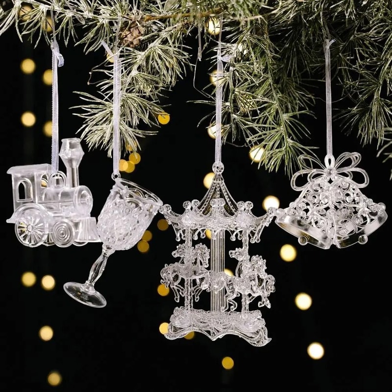 Transparent Acrylic Angel Christmas Tree Hanging Ornament Decor 1