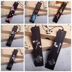 chinese style ebony wooden bookmark with retro carved design