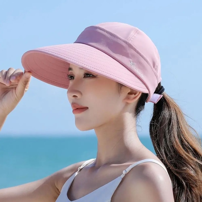 Womens Foldable Wide Brim Ponytail Sun Hat With UV Protection 10