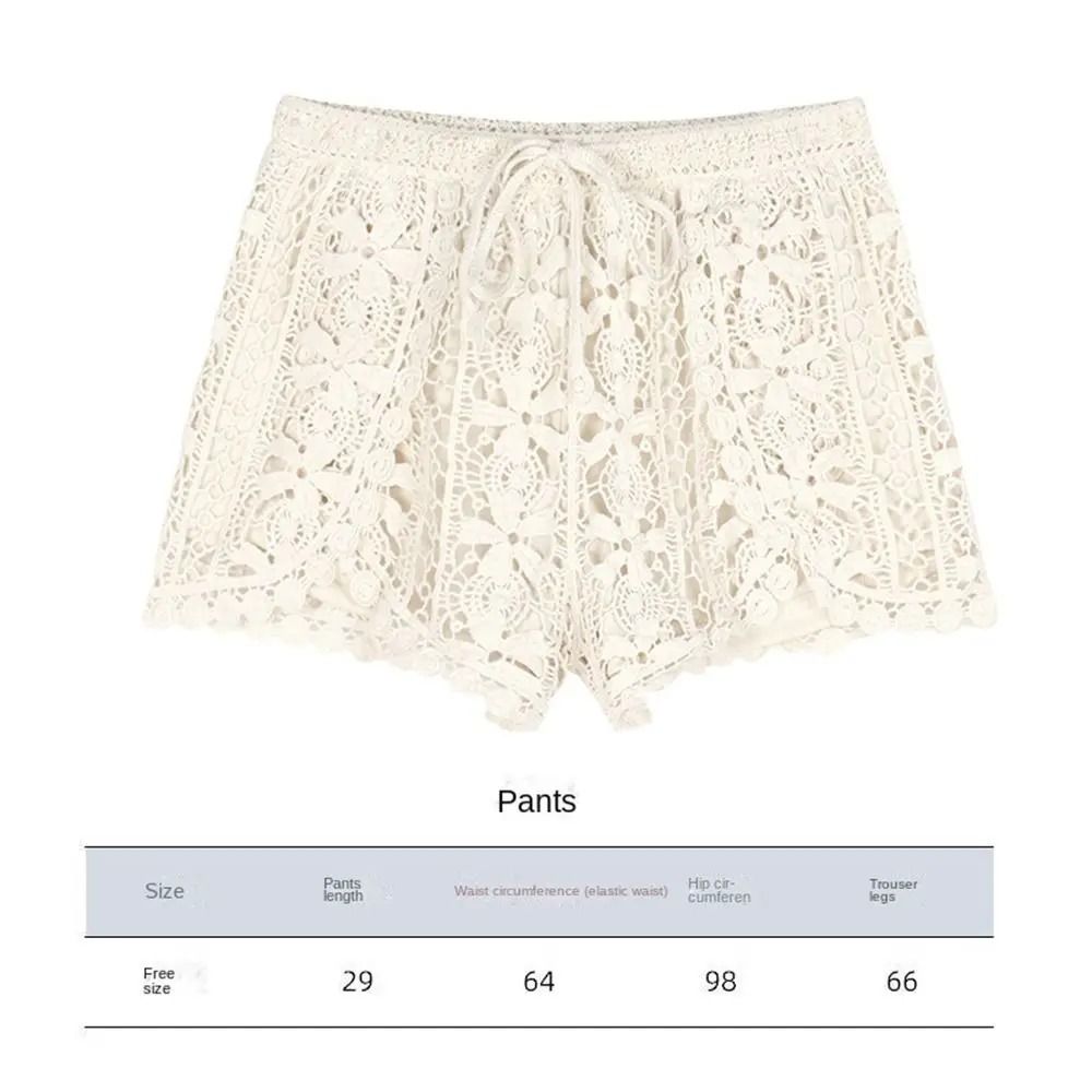 Womens Boho Crochet LaceUp Shorts With High Waist Design 5