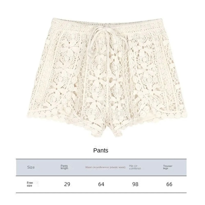 Womens Boho Crochet LaceUp Shorts With High Waist Design 5