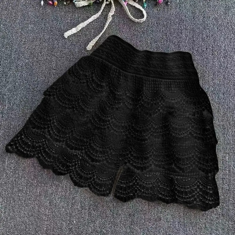 Womens Boho Crochet LaceUp Shorts With High Waist Design 7