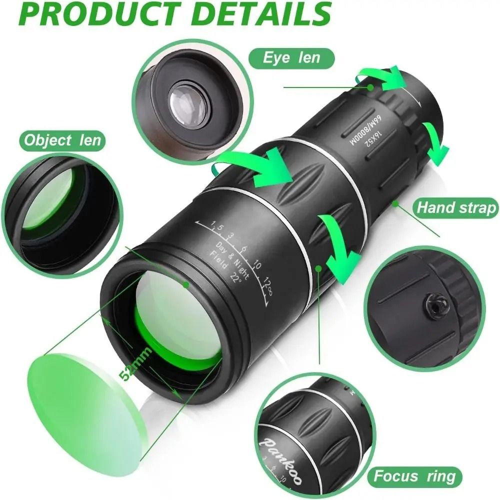 16x52 HighPower Monocular Telescope With Dual Focus Optical Zoom 2
