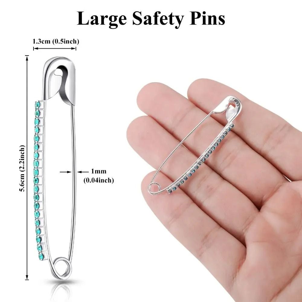 Elegant Gold Rhinestone Safety Pin Brooch For Sweaters Shawls Hats 5