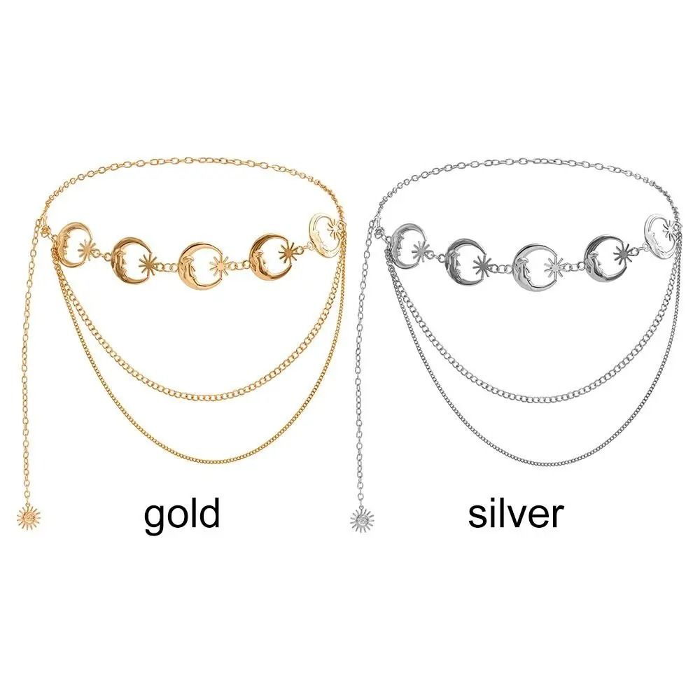 Vintage Moon Layered Waist Chain Belt For Punk Hip Hop Fashion 5