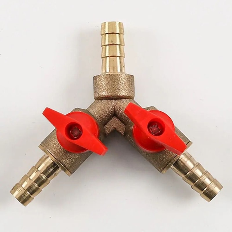 3Way Brass Hose Barb Ball Valve Connector For Fuel Gas Water Air Systems 3