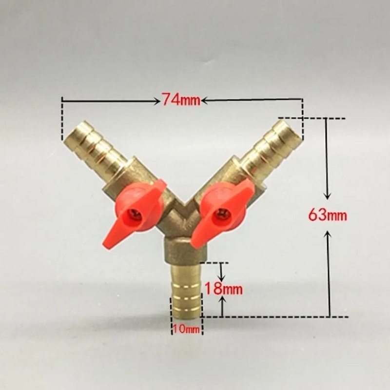 3Way Brass Hose Barb Ball Valve Connector For Fuel Gas Water Air Systems 5