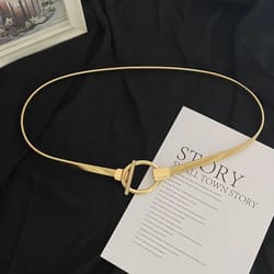 women's luxury elastic gold leaf chain waist belt for dresses & fashion styling