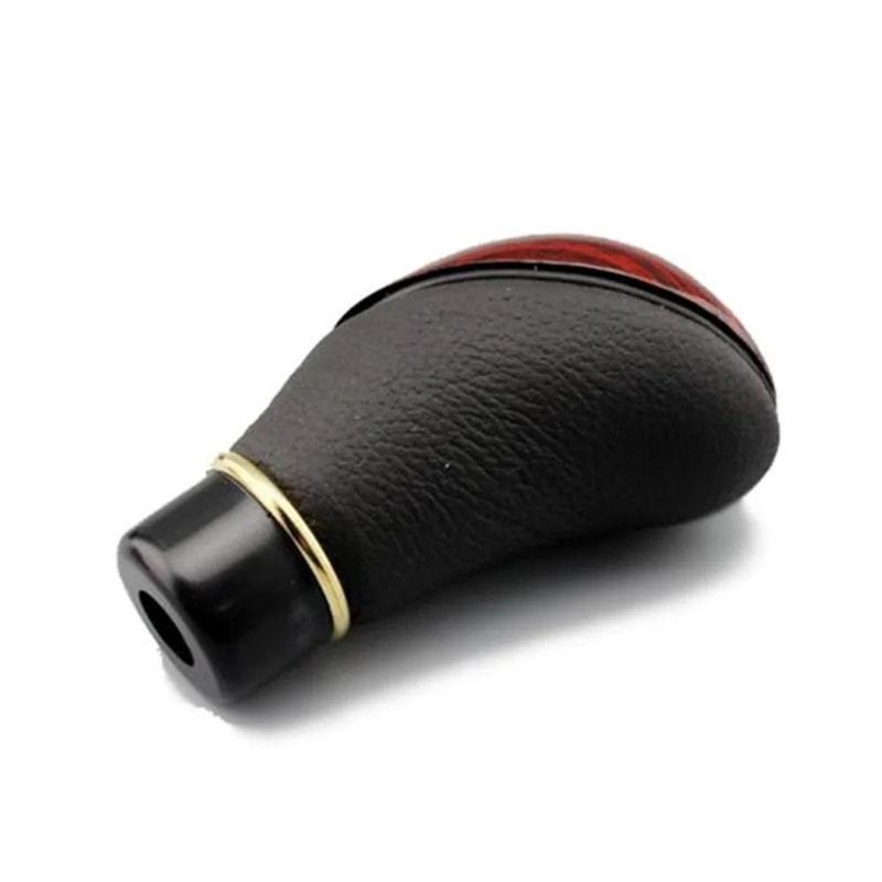 Universal Wooden PU Leather 5Speed Shift Knob For Cars Trucks 4