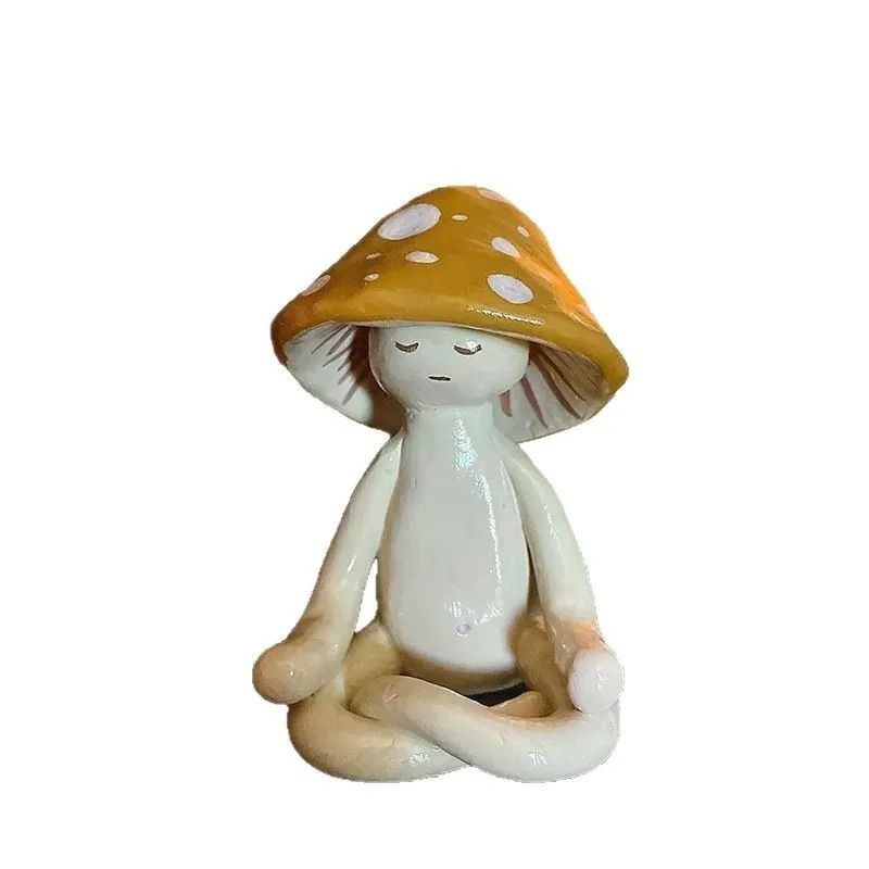 Cute Zen Mushroom Yoga Resin Decor For Home Garden 1