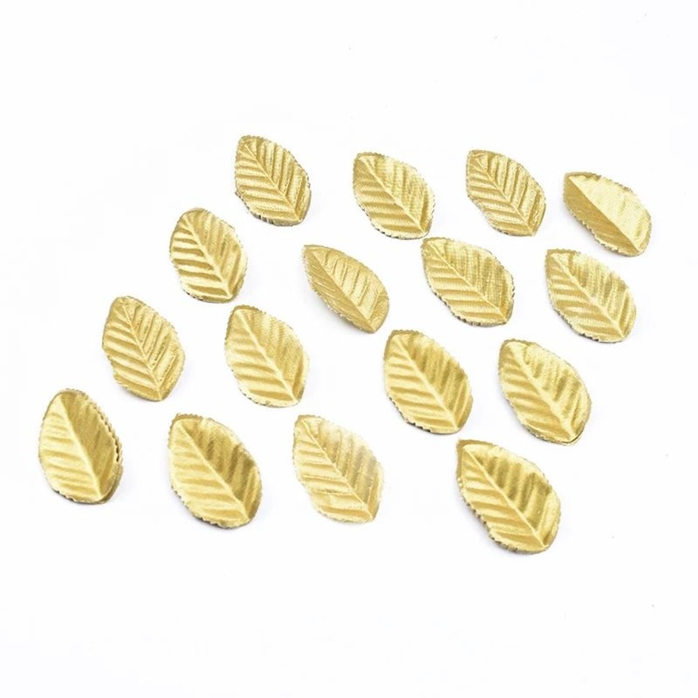 100PCS Golden Artificial Silk Leaves For Wedding Holiday Decor 3
