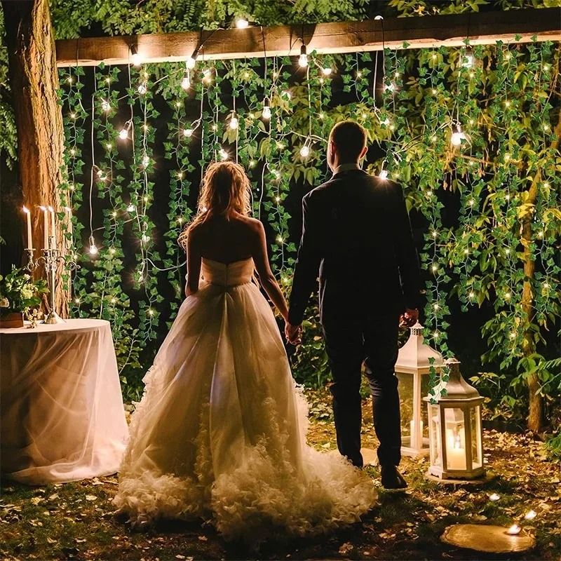 LED Green Ivy Vine Garland Lights For Bedroom Wedding Decor 5