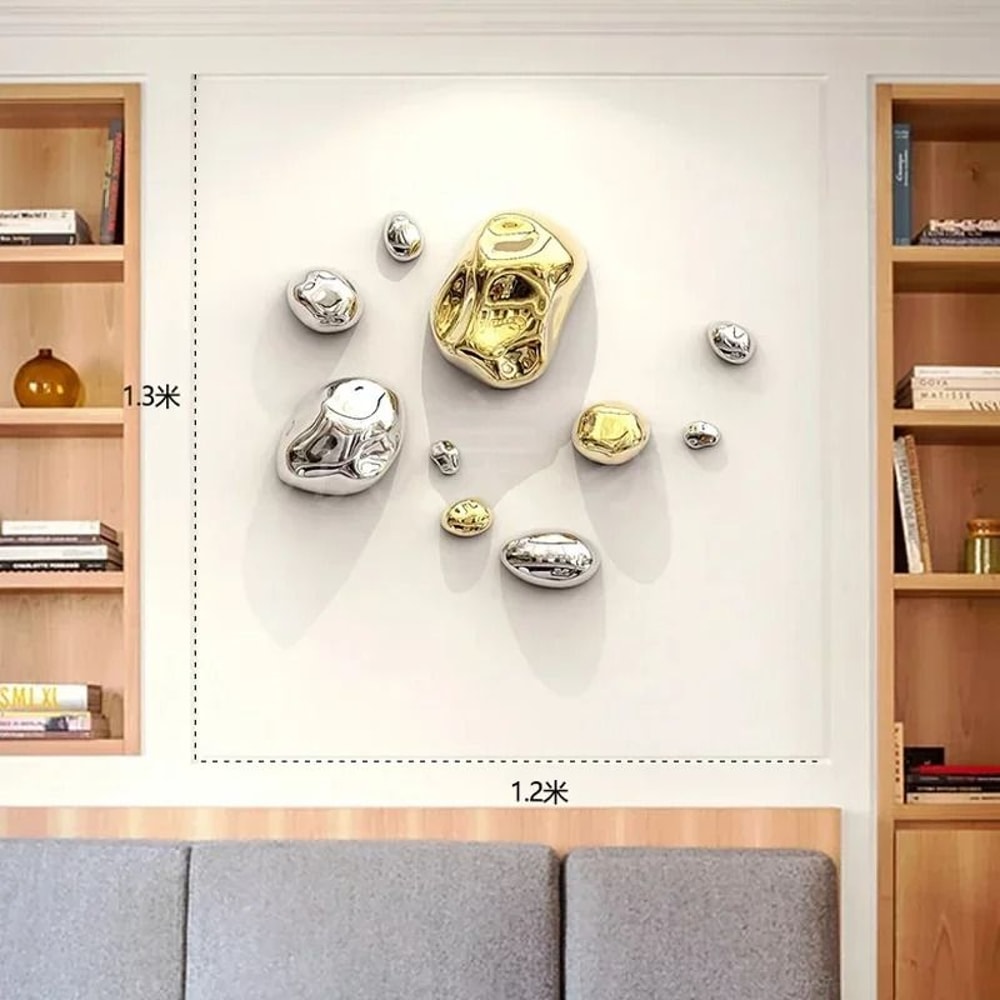 Luxury 3D Golden Stone Wall Hanging Decor For Modern Interiors 1