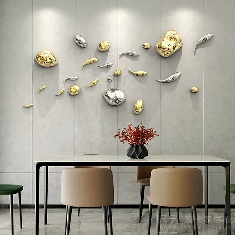Luxury 3D Golden Stone Wall Hanging Decor For Modern Interiors 2