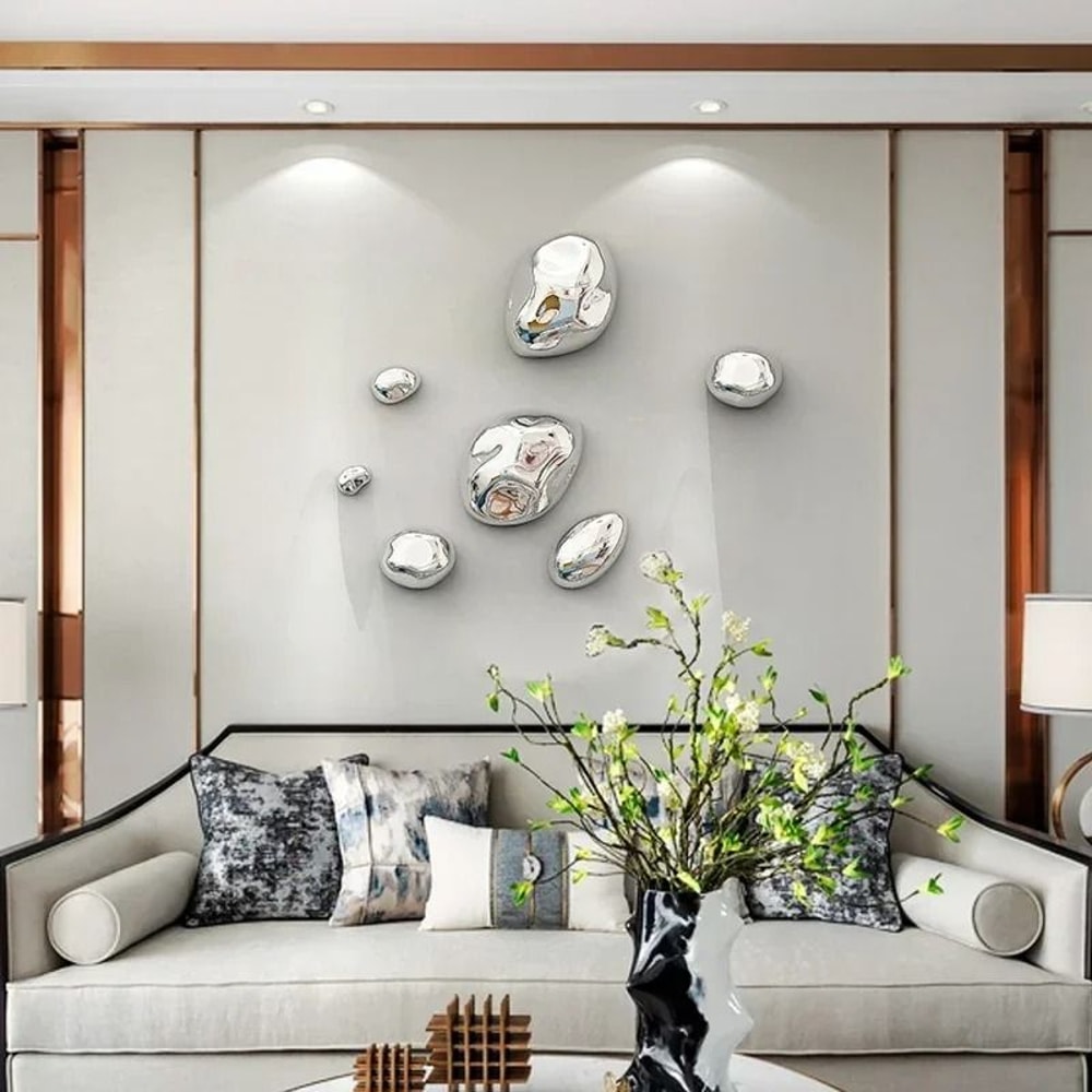 Luxury 3D Golden Stone Wall Hanging Decor For Modern Interiors 3