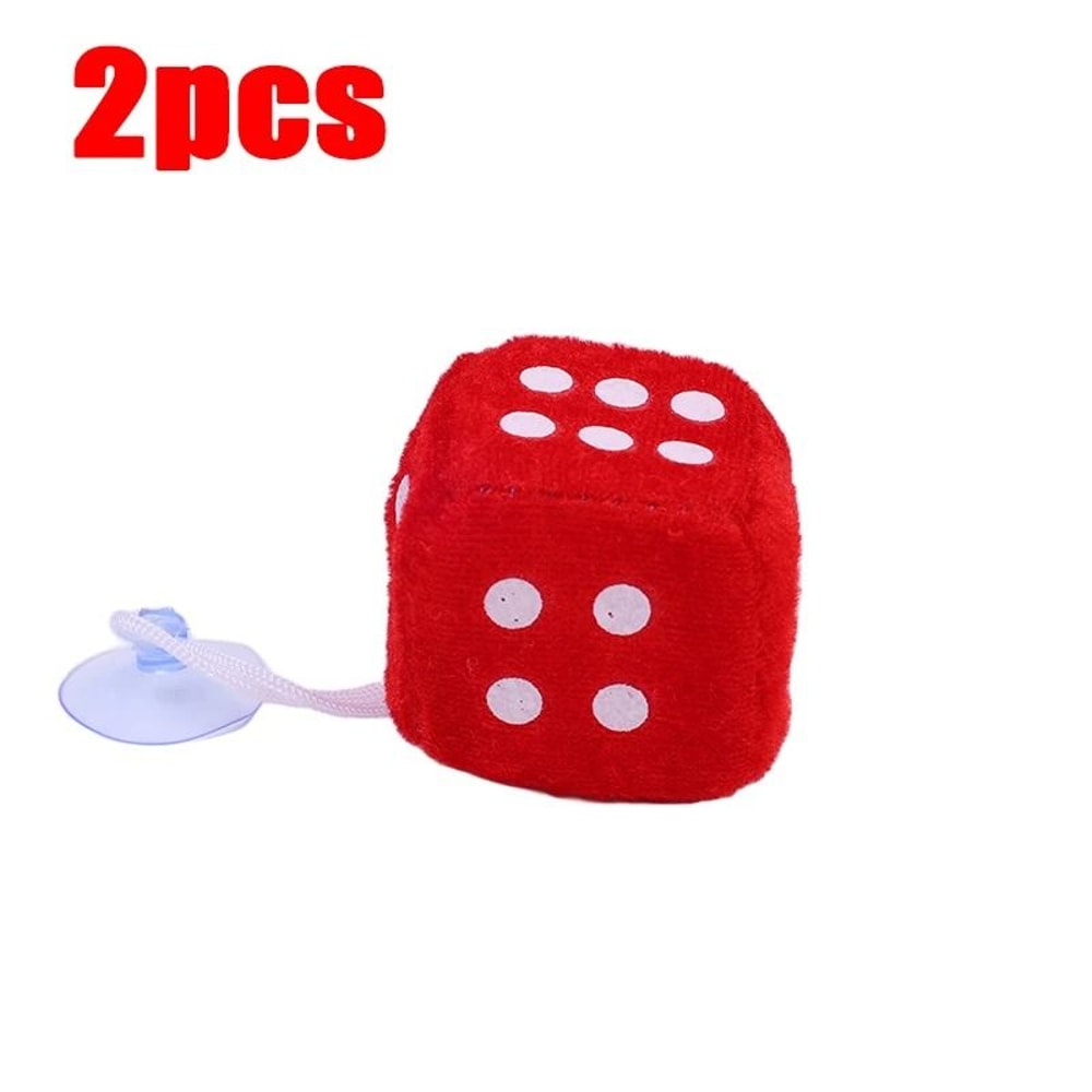 Retro Plush Fuzzy Dice Hanging Car Mirror Decor 15
