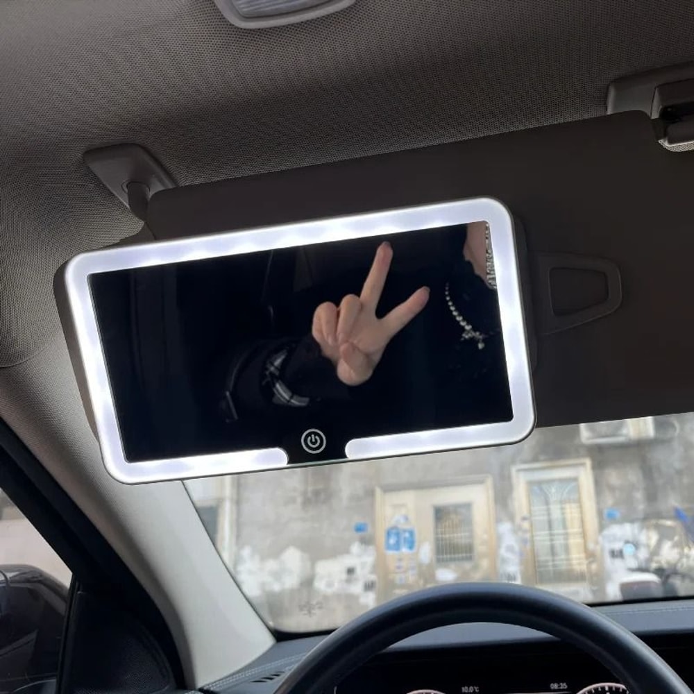 Rechargeable LED Car Sun Visor Makeup Mirror With HD Fill Light For Women 1