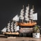 Mediterranean Wooden Sailboat Model Nautical Home Decor For Living Room Office 3