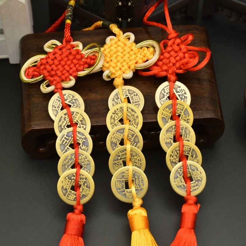 Chinese Knot Five Emperors Coin Lucky Charm Feng Shui Home Prosperity Decor 0