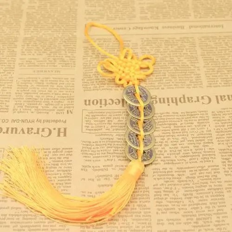 Chinese Knot Five Emperors Coin Lucky Charm Feng Shui Home Prosperity Decor 4