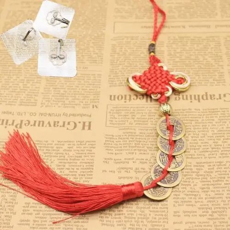 Chinese Knot Five Emperors Coin Lucky Charm Feng Shui Home Prosperity Decor 7