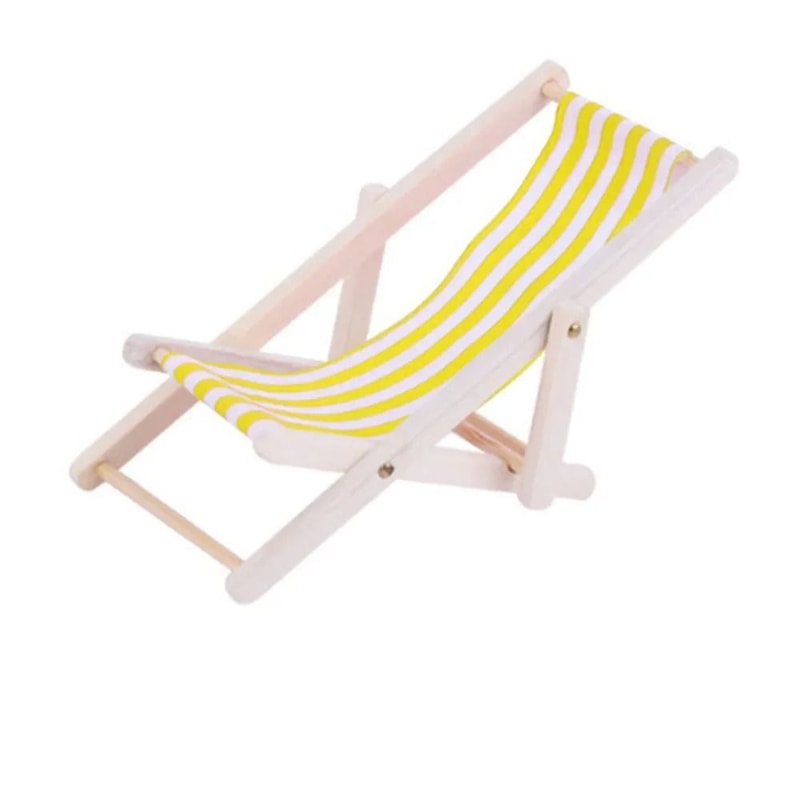 Mini Wooden Folding Beach Chair Set For 1to12 Dollhouse Miniature Beach Scenes 9