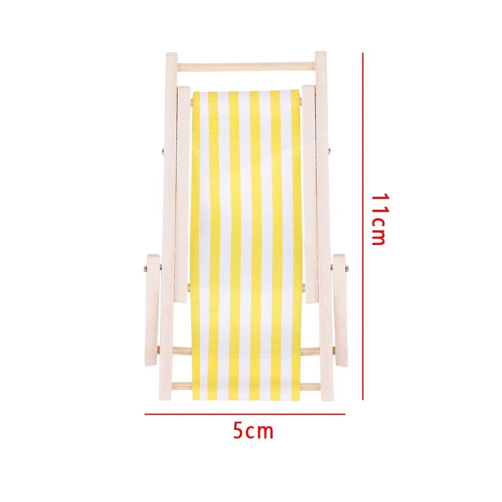 Mini Wooden Folding Beach Chair Set For 1to12 Dollhouse Miniature Beach Scenes 5