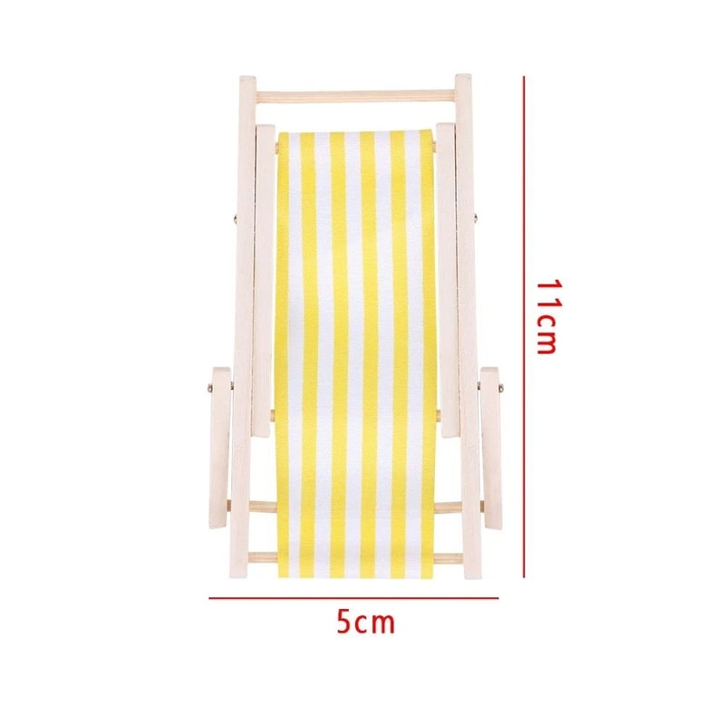 Mini Wooden Folding Beach Chair Set For 1to12 Dollhouse Miniature Beach Scenes 5