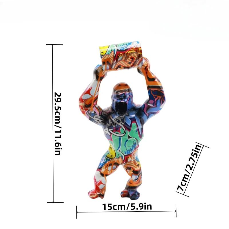 Creative Resin Gorilla Bucket Statue Modern Living Room Shelf Decor 9