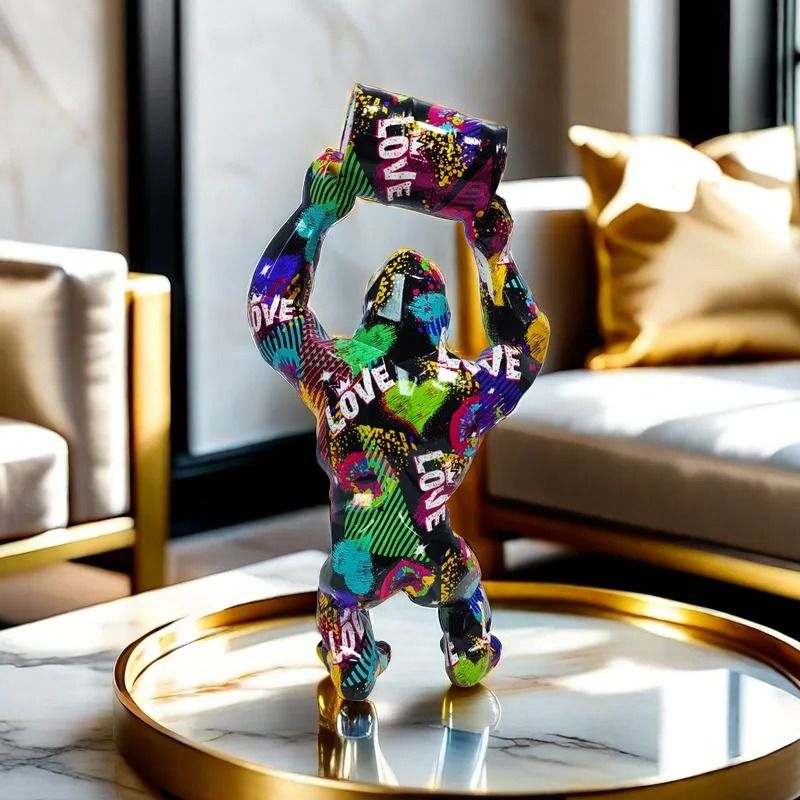 Creative Resin Gorilla Bucket Statue Modern Living Room Shelf Decor 5
