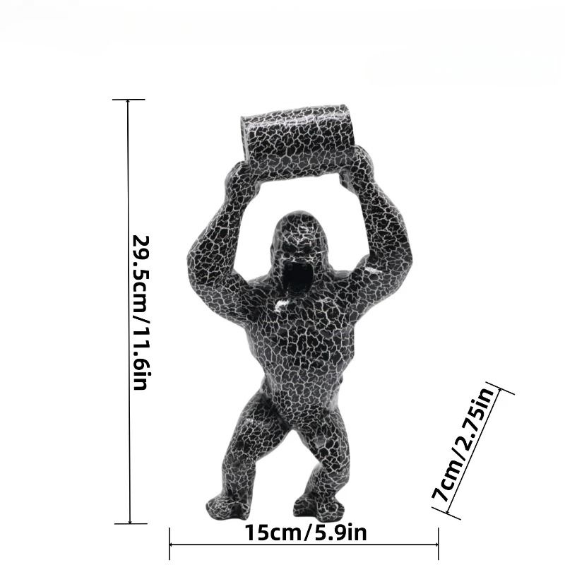 Creative Resin Gorilla Bucket Statue Modern Living Room Shelf Decor 6