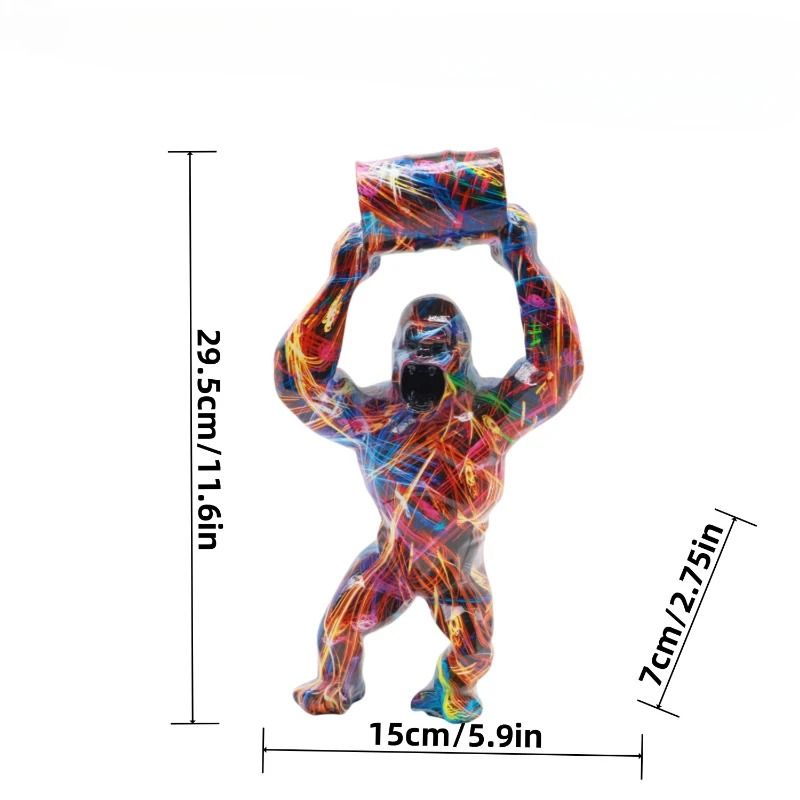 Creative Resin Gorilla Bucket Statue Modern Living Room Shelf Decor 7