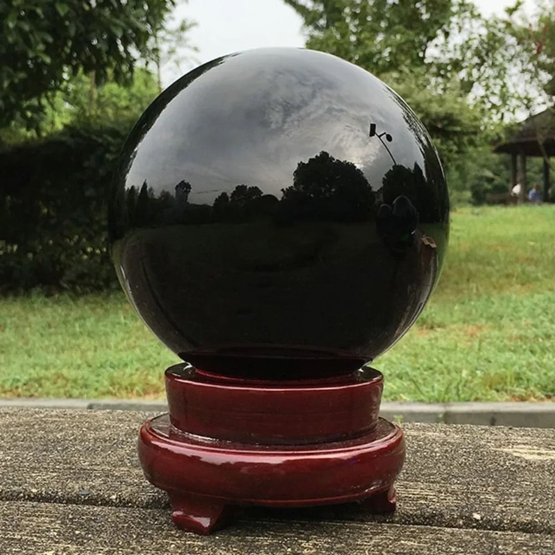 Natural Black Tourmaline Quartz Crystal Sphere For Chakra Healing Spiritual Home Decor 0