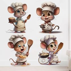 cute chef mouse wall sticker cartoon kitchen & room decor decal