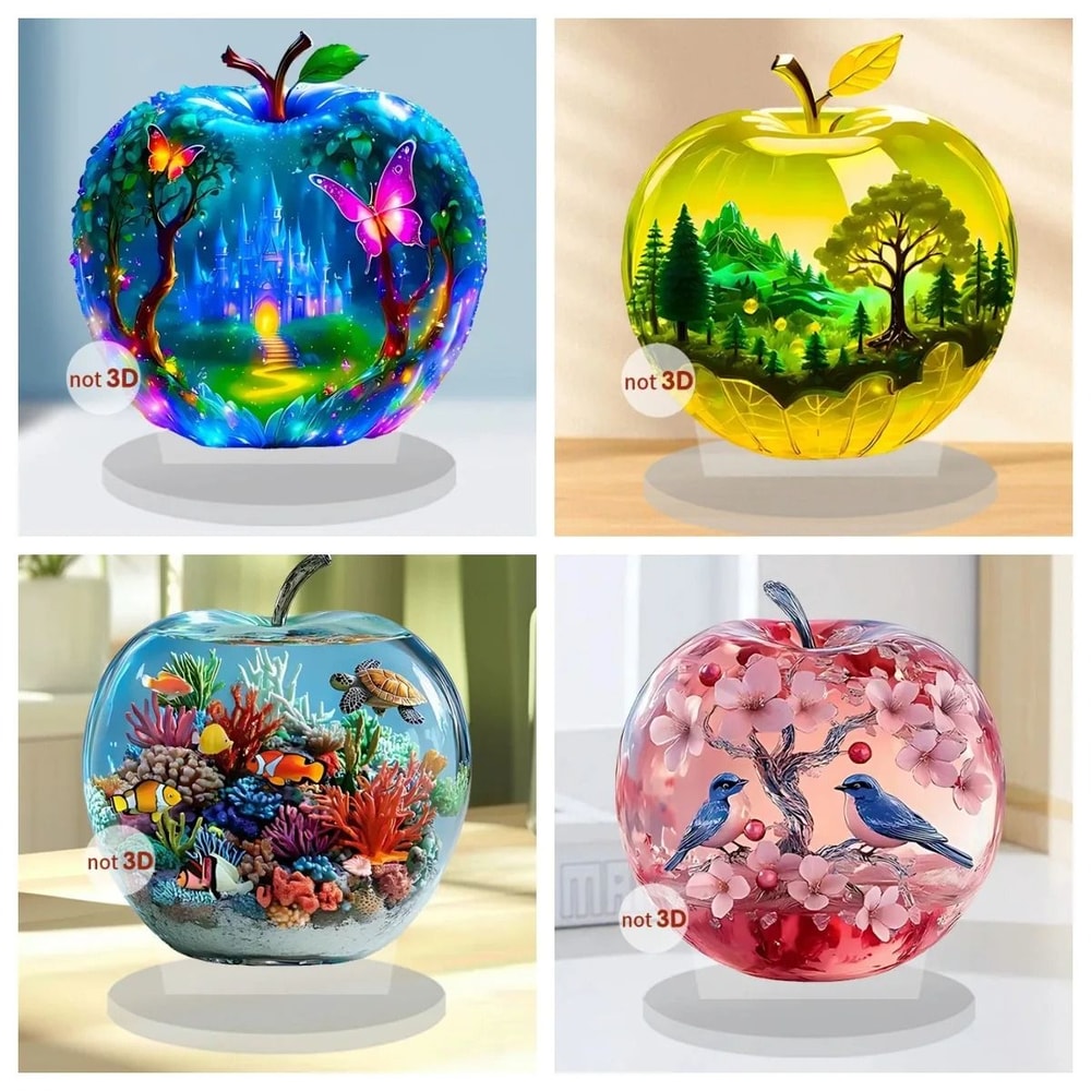 Clear Crystal Apple Figurine Paperweight For Home Office Desk Decor 1