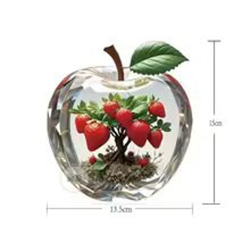Clear Crystal Apple Figurine Paperweight For Home Office Desk Decor 15